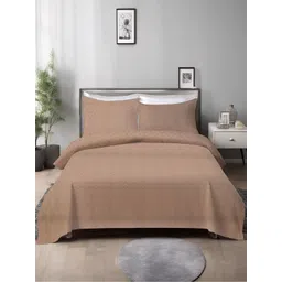 ELEGANT WEAVERS Brown Self Design Double King Bed Cover With 2 Pillow Covers-picture-19