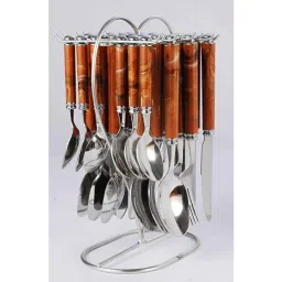 Elegante 24 Pcs Viva Dark Brown Stainless Steel &a; Plastic Cutlery Set, SL-107A (Pack of 5)-picture-13