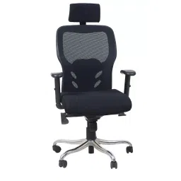 ELEGANZE ELE-EM-219 Black PU With Net Tepstric High Back Office Chair-picture-25