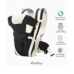 Elementary 4 in 1 Ergonomic Newborn Baby to Toddler Carrier with 4 carry positions, cushioned leg support and breathable fabric for sensitive baby skin (Black)-picture-20