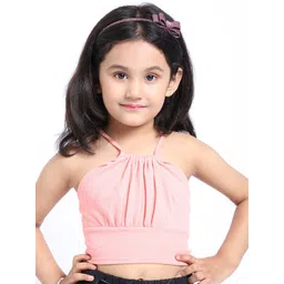 ELEVANTO Girls Peach-Coloured Solid Bralette Crop Top image 1