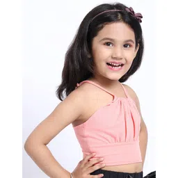 ELEVANTO Girls Peach-Coloured Solid Bralette Crop Top image 3