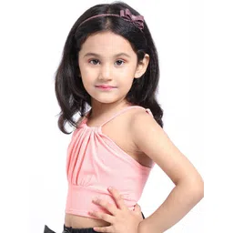 ELEVANTO Girls Peach-Coloured Solid Bralette Crop Top image 4