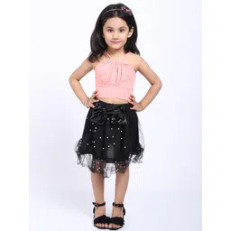 ELEVANTO Girls Peach-Coloured Solid Bralette Crop Top image 5