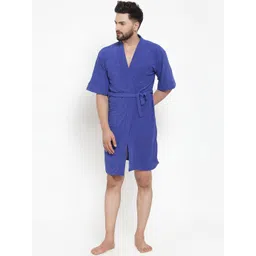 ELEVANTO Men Blue Solid Bath Robe RB-M-F-picture-35