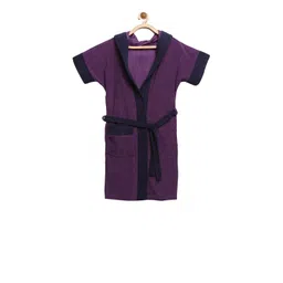 ELEVANTO Unisex Kids Purple & Navy Blue Colourblocked BATHKIDOO Bath Robe-picture-23
