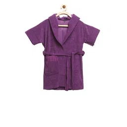 ELEVANTO Unisex Kids Purple Solid Bath Robe-picture-24
