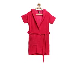 ELEVANTO Unisex Kids Red Solid Bathkidoo Bath Robe-picture-26