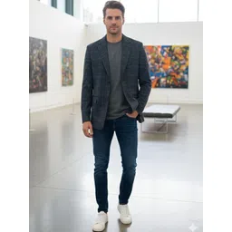 ELEVEIGHT Checked Single-Breasted Blazers-picture-17