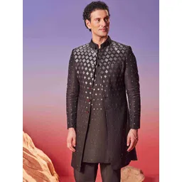 Eleven Brothers Men Cold-Shoulder Sleeves Thread Work Chanderi Silk Anarkali Kurta-picture-19