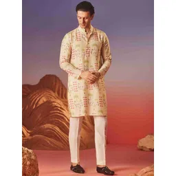 Eleven Brothers Men Floral Printed Cold-Shoulder Sleeves Kurta-picture-17