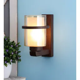 eliante by jainsons lights Lavery Glass Wall Mounted Uplight Sconce (Brown)-picture-19