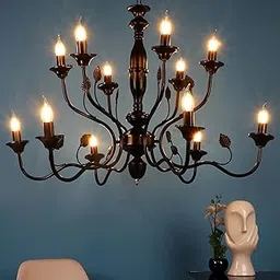 ELIANTE by Jainsons Lights | Black Metal Chandelier | with Candel Bulbs | E-14 Bulb Holder-picture-11