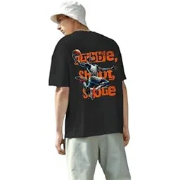 elibolz Men Basket Ball Black T-Shirt Printed Round Neck Oversized Drop Shoulder T Shirt | Oversized T-Shirt | Loose-fit T-Shirt | Casual Oversized T-Shirt (Size :- Medium)-picture-11