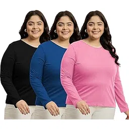 elite soul Women Plus Size Full Sleeve Cotton T-Shirts Combo Pack of 3_Casual, Gym, Sports, Lounge Wear Tops for Women (XL, XXL, 3XL, 4XL, 5XL)-picture-17