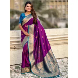 ELITE WEAVES Floral Woven Design Zari Banarasi Saree-picture-35
