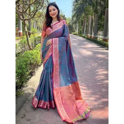 ELITE WEAVES Woven Design Zari Silk Blend Kanjeevaram Saree-picture-16