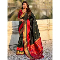ELITE WEAVES Woven Design Zari Silk Blend Paithani Saree-picture-39