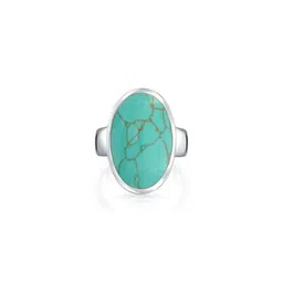 elitemart Silver-Plated Brass Turquoise Finger Ring-picture-28