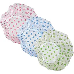 ELITEWAVE 3PCS Shower Caps Disposable and Reusable Waterproof Caps for Women - Waterproof and Convenient for Travel (Multi)-picture-52