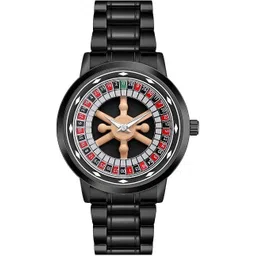 elivorfashionindia ELIVOR Men's Roulette Casino Watch Fashionable Colorful 360 Rotating Dial Casual Analog Watch - For Men Run Wheel Carousel Poker Personality Cross-Border New Quartz Watch Black-picture-15