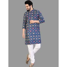 ELLARK Men Ethnic Motifs Printed Regular Kurta with Pyjamas-picture-21