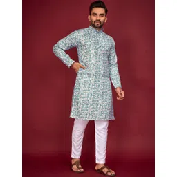 ELLARK Men Printed Regular Kurta with Pyjamas-picture-13