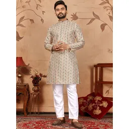 ELLARK Men Printed Regular Kurta with Pyjamas-picture-19