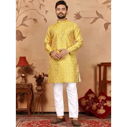 ELLARK Men Printed Regular Kurta with Pyjamas-picture-17