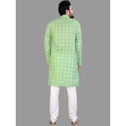 ELLARK Men Printed Regular Kurta with Pyjamas image 5