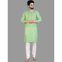 ELLARK Men Printed Regular Kurta with Pyjamas image 1