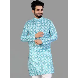 ELLARK Men Printed Regular Kurta with Pyjamas image 2