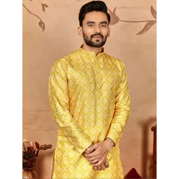 ELLARK Men Printed Regular Kurta with Pyjamas image 4