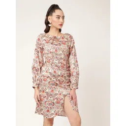 Elle Beige Printed A Line Dress image 4