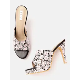 ELLE Black & Pink Floral Print Stilettos-picture-10