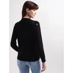 Elle Black Cotton Embellished Sweater image 2