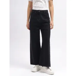 Elle Black Cotton Flared Fit Mid Rise Jeans-picture-32