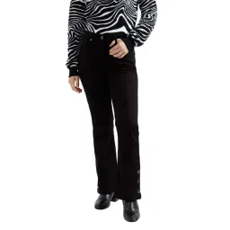 Elle Black Cotton Mid Rise Bootcut Jeans-picture-31