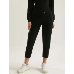 Elle Black Cotton Plain Trousers-picture-38