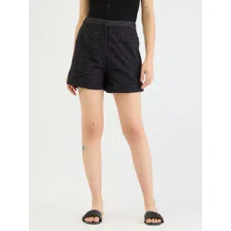 Elle Black Embroidery Shorts-picture-22