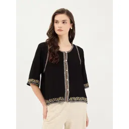 Elle Black Polyester Embroidered Top-picture-19