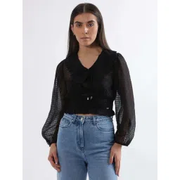 Elle Black Self Pattern Top-picture-29