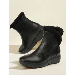 ELLE Black Solid Slip-On Party Wear Women's Winter Boots Boots For Women-picture-12