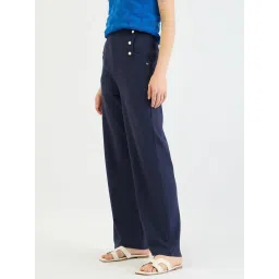Elle Blue Solid Pants image 3