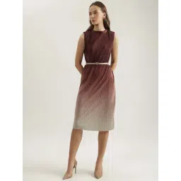 Elle Brown & Beige Cotton Striped A-Line Dress-picture-36