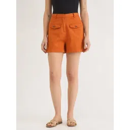 Elle Brown Pure Cotton Solid Shorts-picture-48