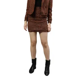 Elle Brown Self Pattern Bodycon Skirt-picture-19