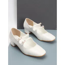 ELLE Buckle Detailed Block Heeled Pumps-picture-11