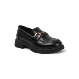 ELLE Chunky Platform Loafer with Gold-Tone Horsebit Detail - Black image 4