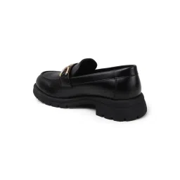 ELLE Chunky Platform Loafer with Gold-Tone Horsebit Detail - Black image 5